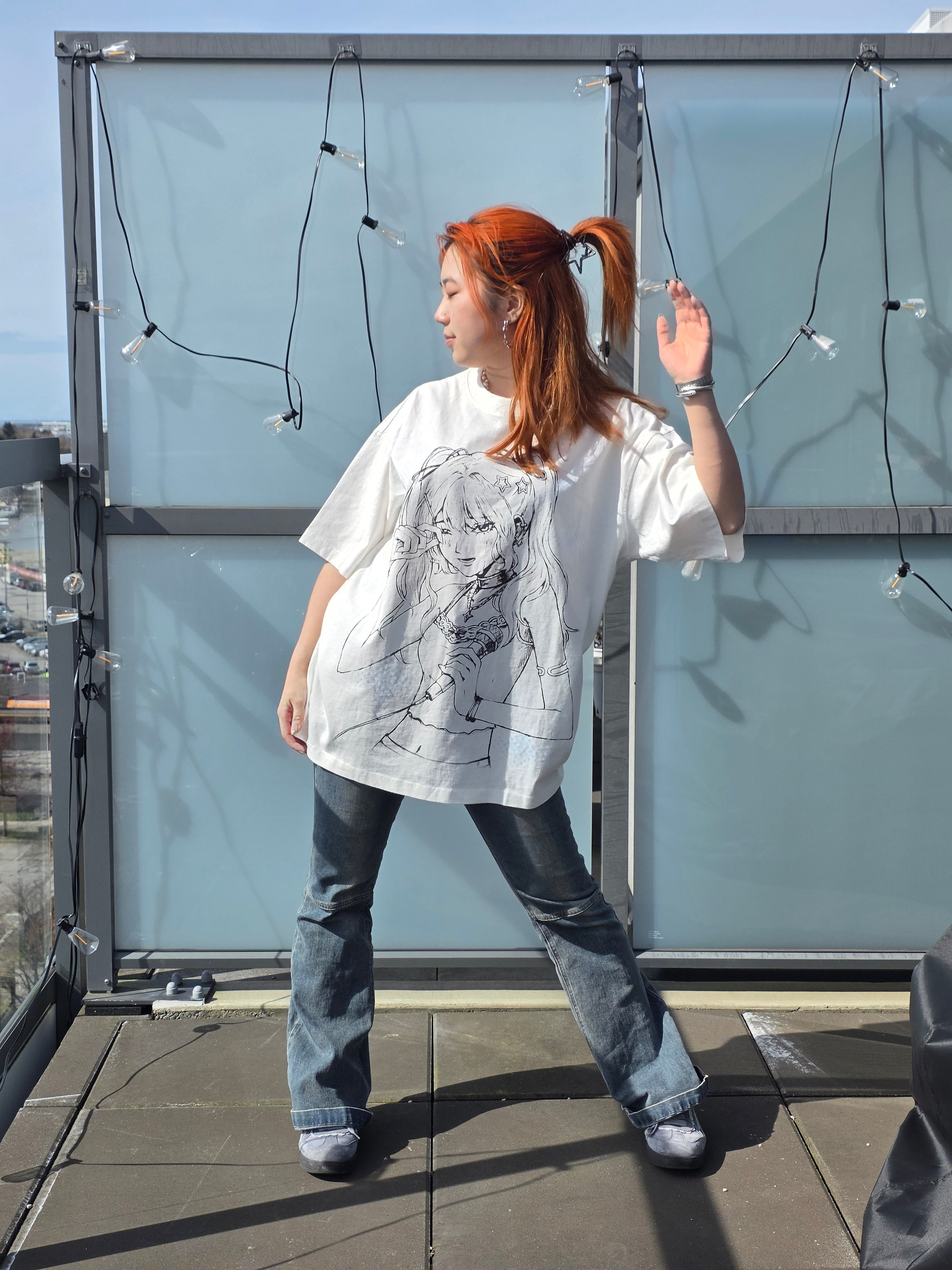 Idol's Tears ꒰ঌ ໒꒱ White Oversized T-Shirt