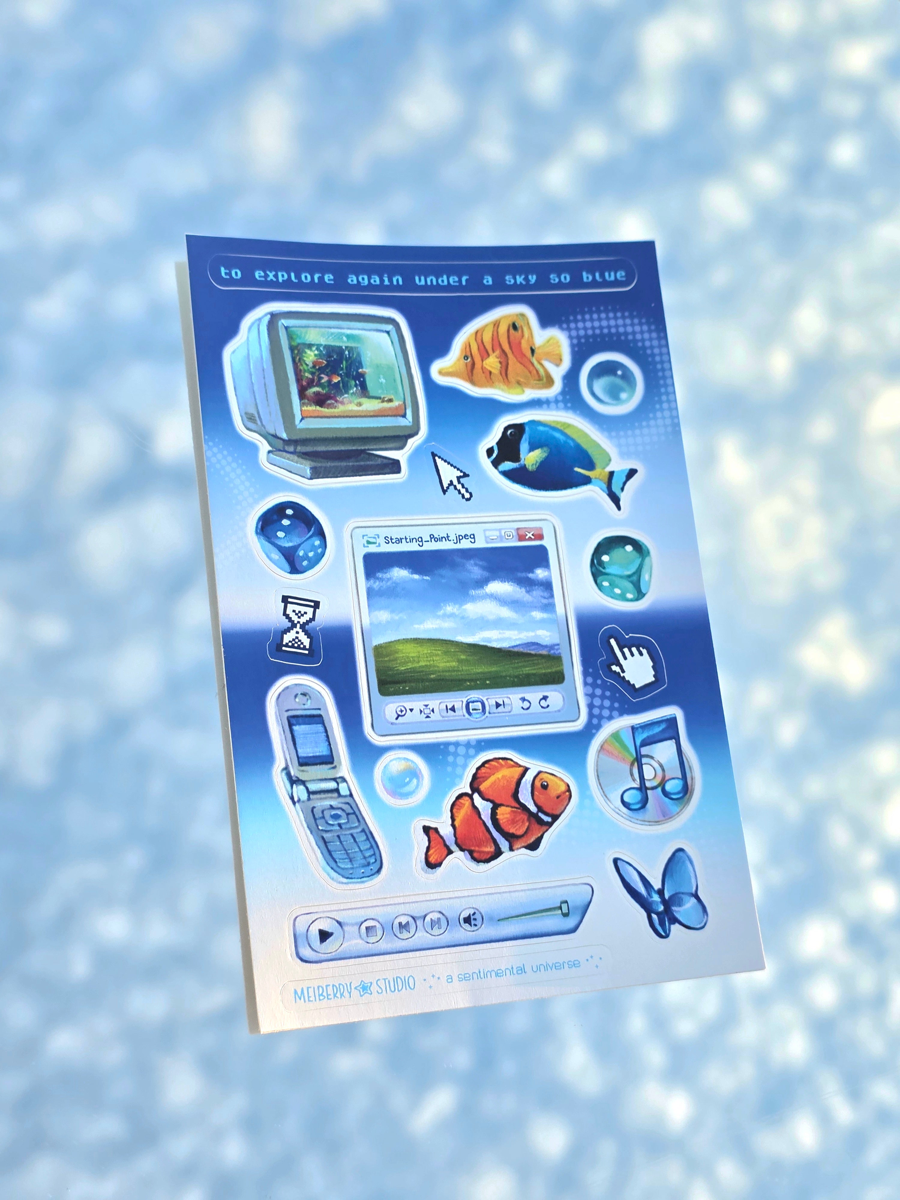 Frutiger Blue ୨ৎ  Y2K Sticker Sheet