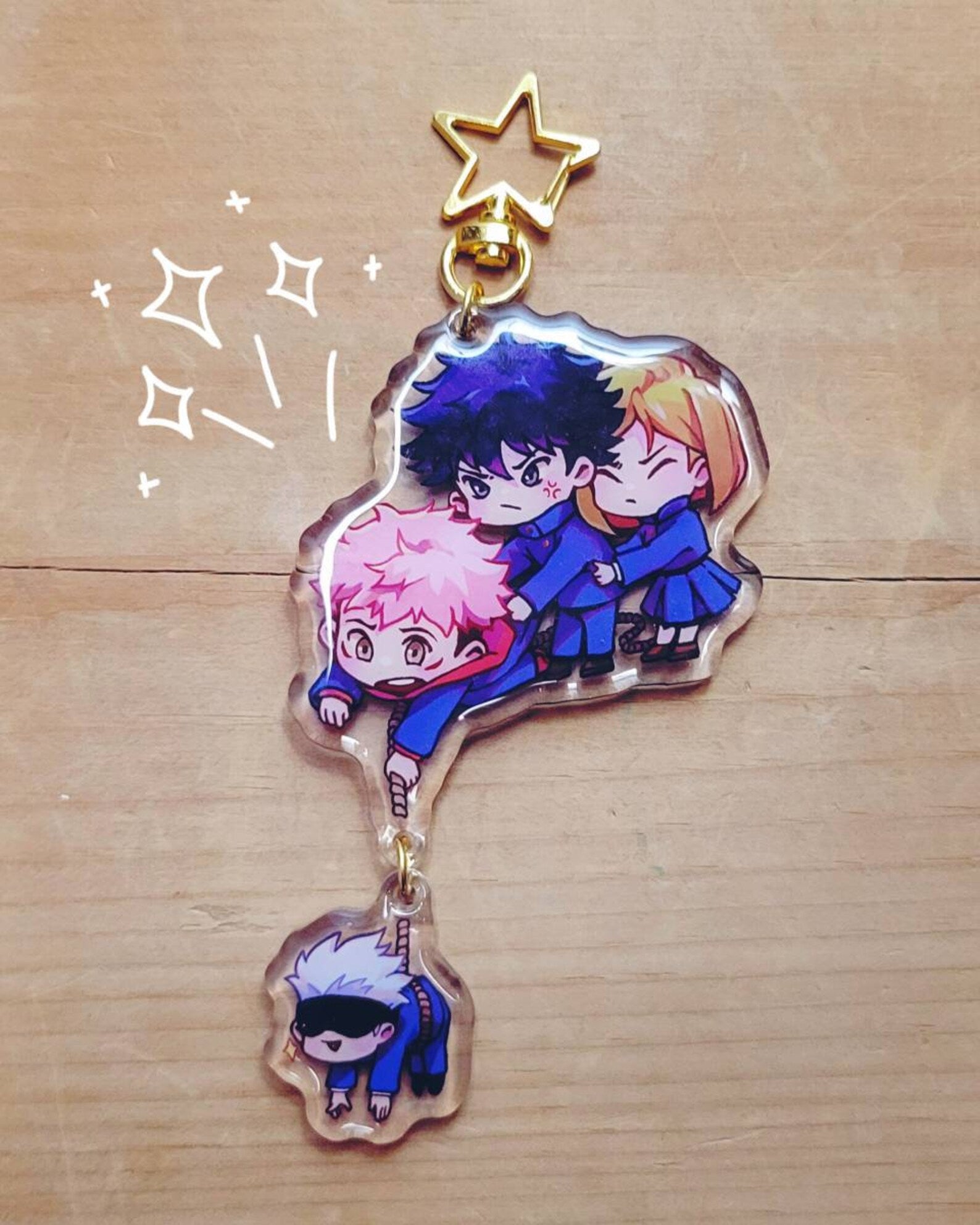[JJK] Trio & Sensei 𖦹 Dangling Acrylic charm