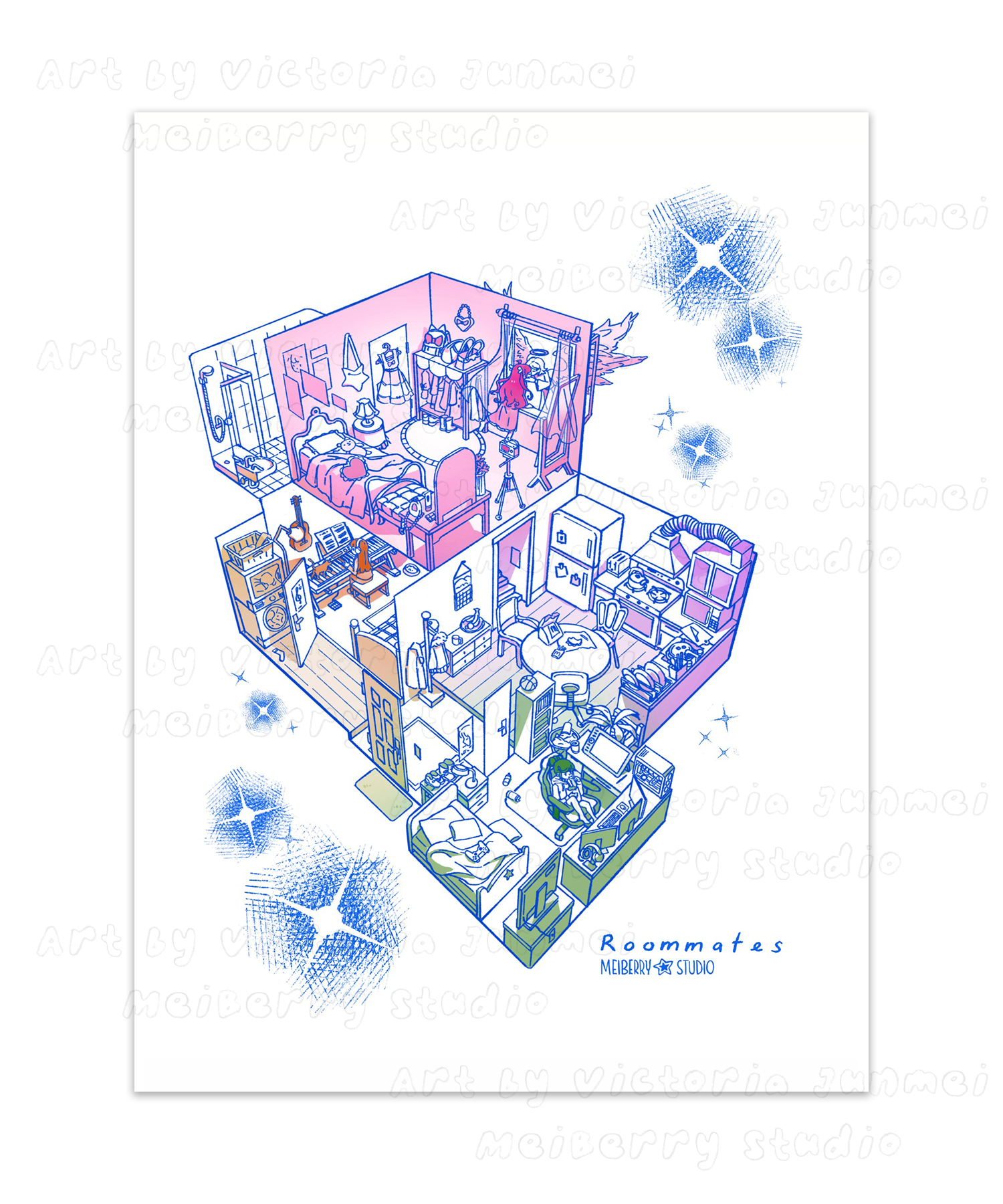 Roommates ୨ৎ Original Art Print