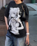 Idol's Tears ꒰ঌ ໒꒱ Black Acid Wash T-Shirt