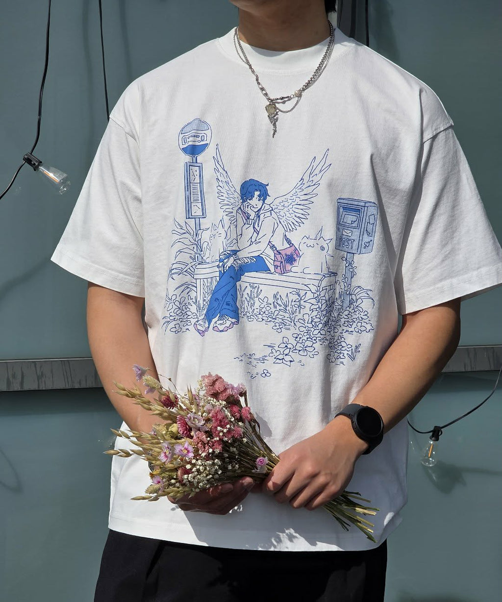 In Wait 𝜗𝜚 White Oversized T-Shirt
