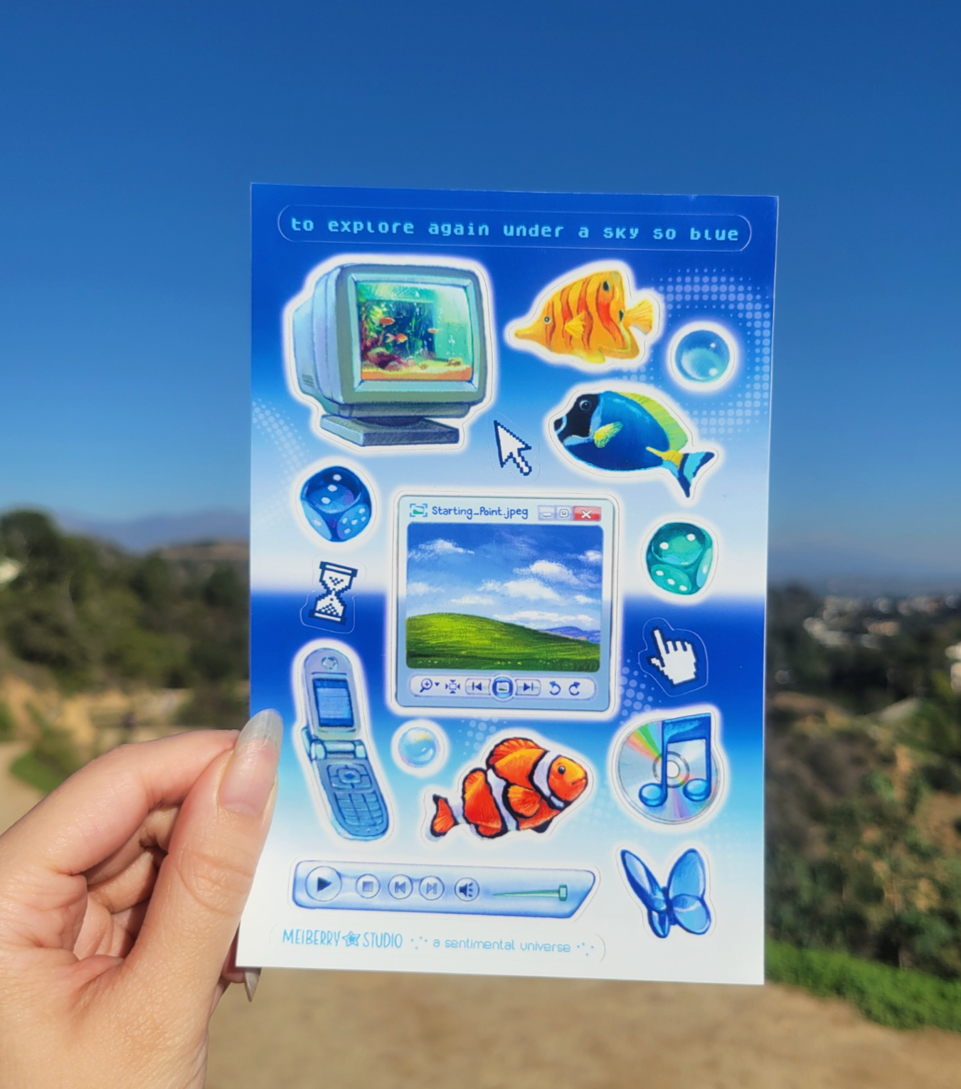Frutiger Blue ୨ৎ  Y2K Sticker Sheet