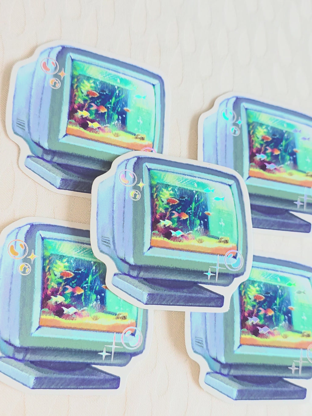 PC Aquarium ୨ৎ  Frutiger Aero Holographic Vinyl Sticker