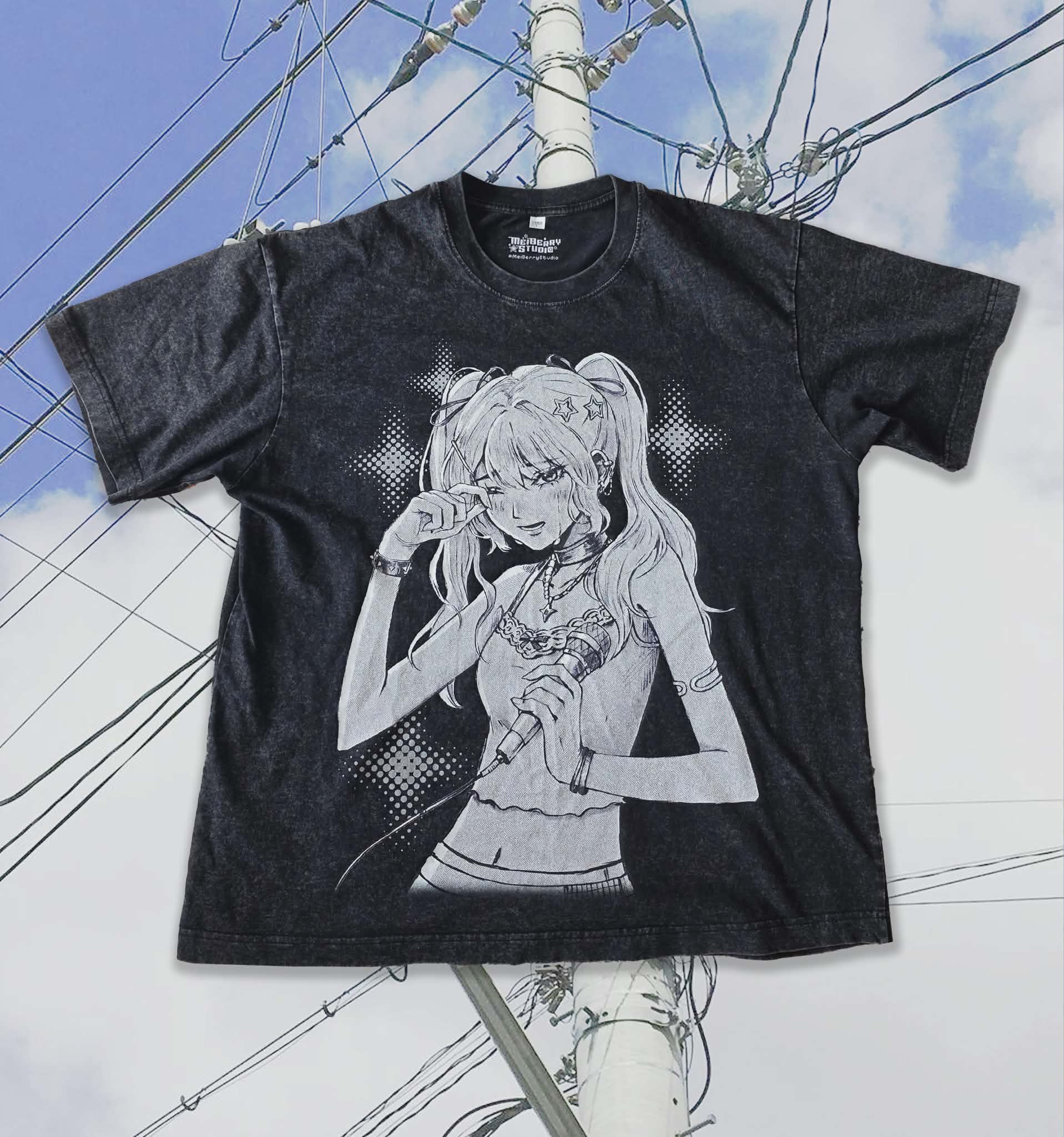 Idol's Tears ꒰ঌ ໒꒱ Black Acid Wash T-Shirt