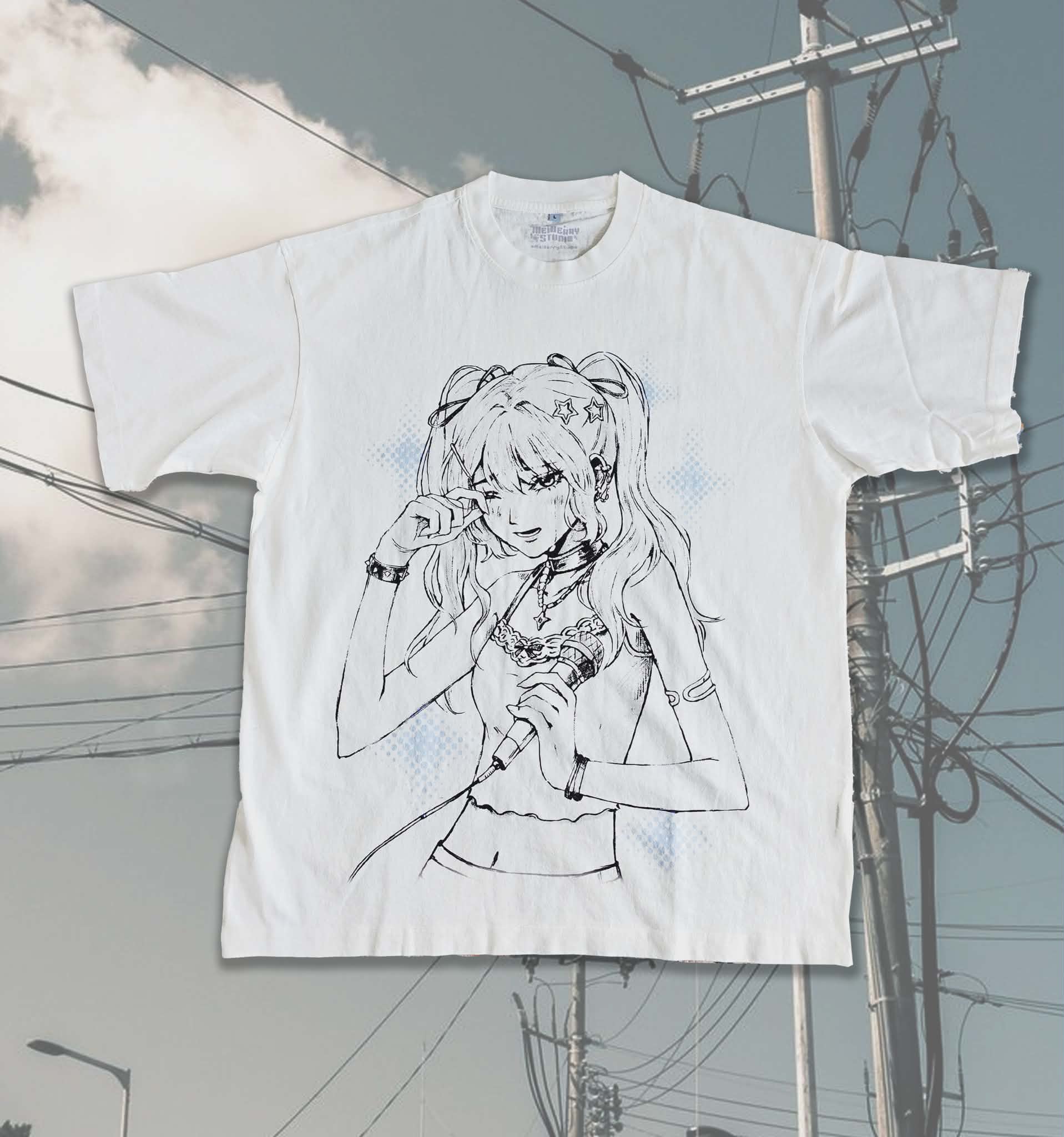 Idol's Tears ꒰ঌ ໒꒱ White Oversized T-Shirt