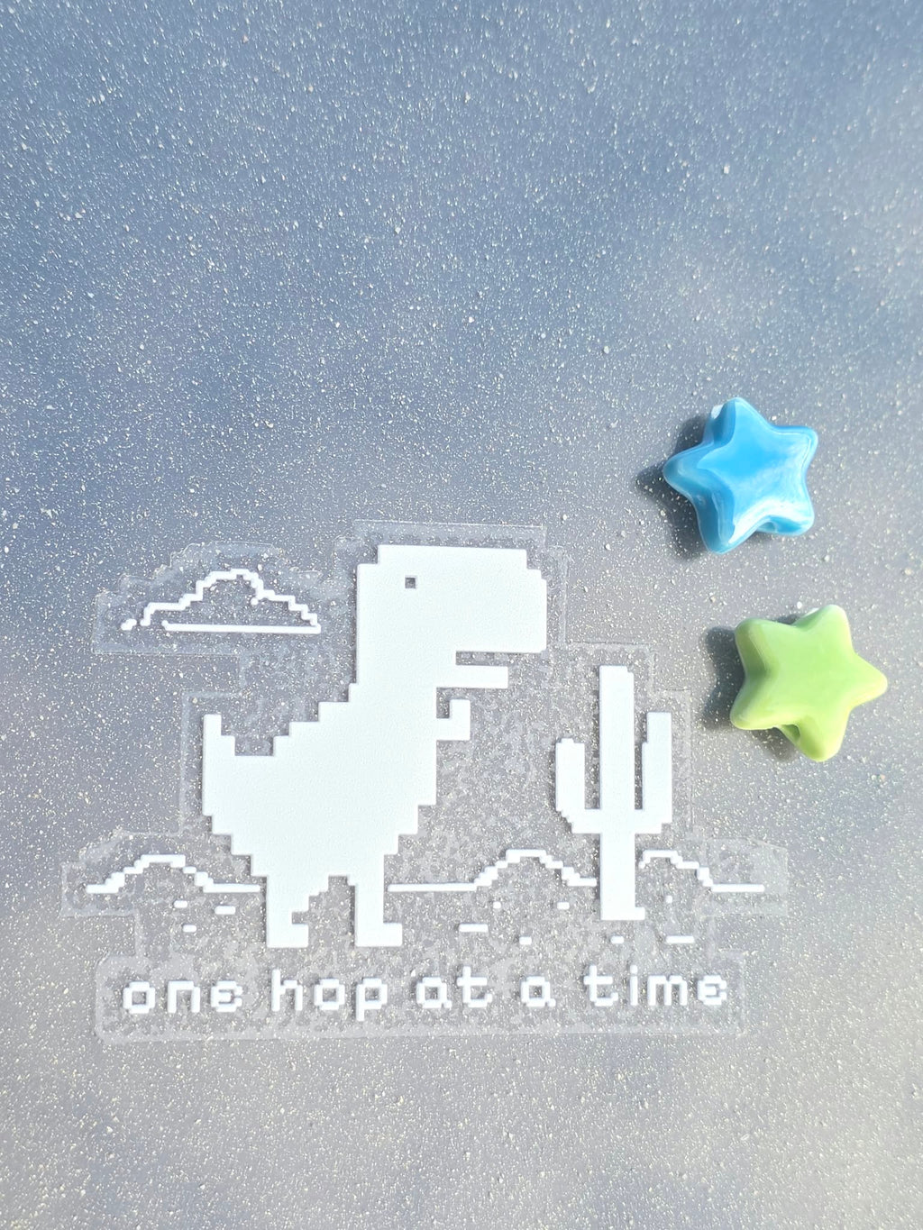 Chrome Dino Hopping ✧ Clear Vinyl Glossy Sticker