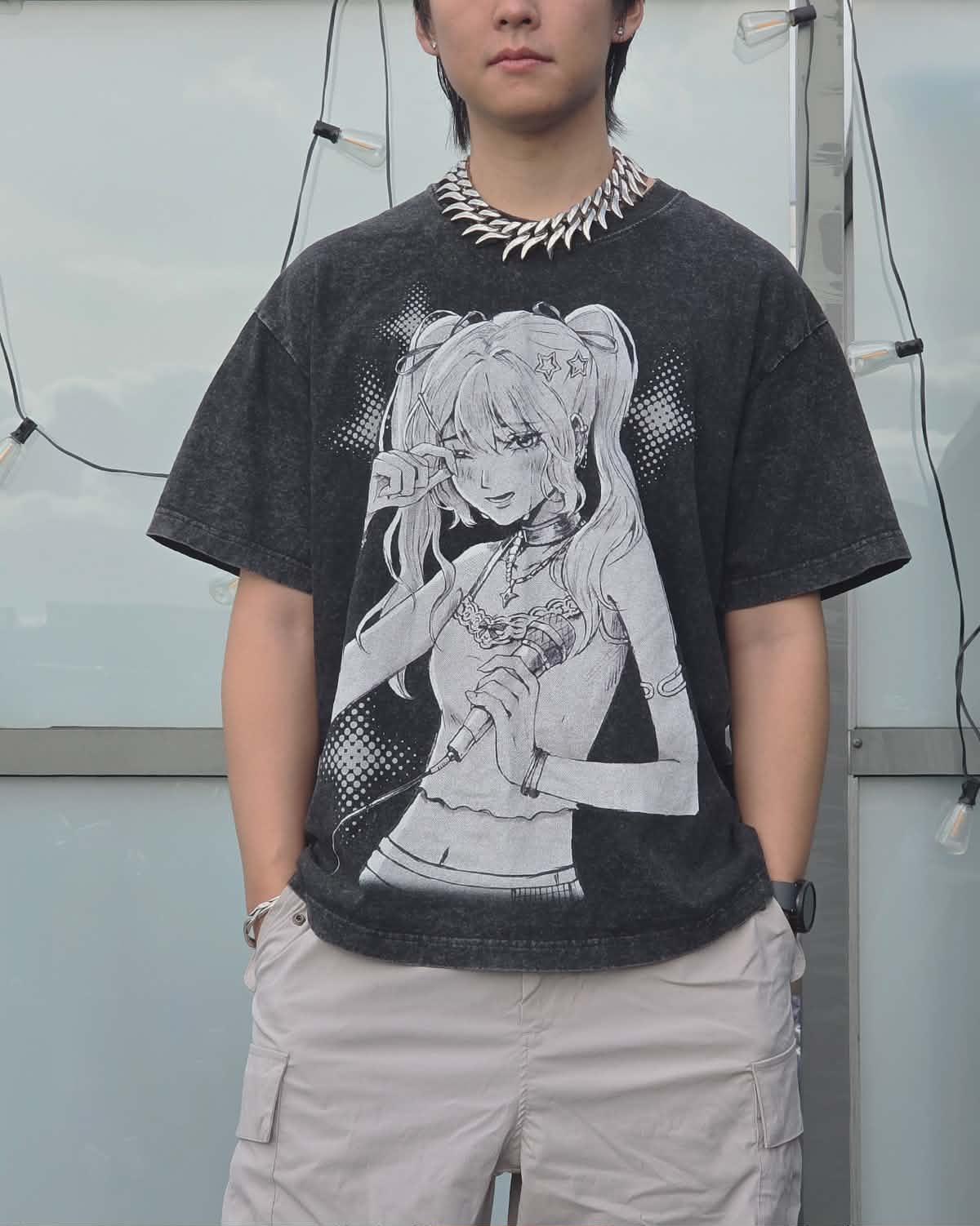 Idol's Tears ꒰ঌ ໒꒱ Black Acid Wash T-Shirt